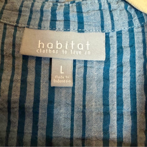 Habitat Blue Contrast Striped Asymmetric Crinkle Blouse - Picture 5 of 9